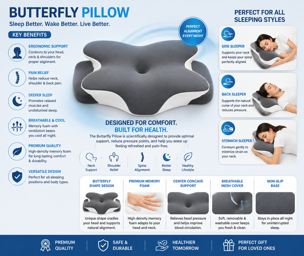 40% Off Luxury Butterfly Ergonomic Memory Foam Pillow - Feel Fully Rested