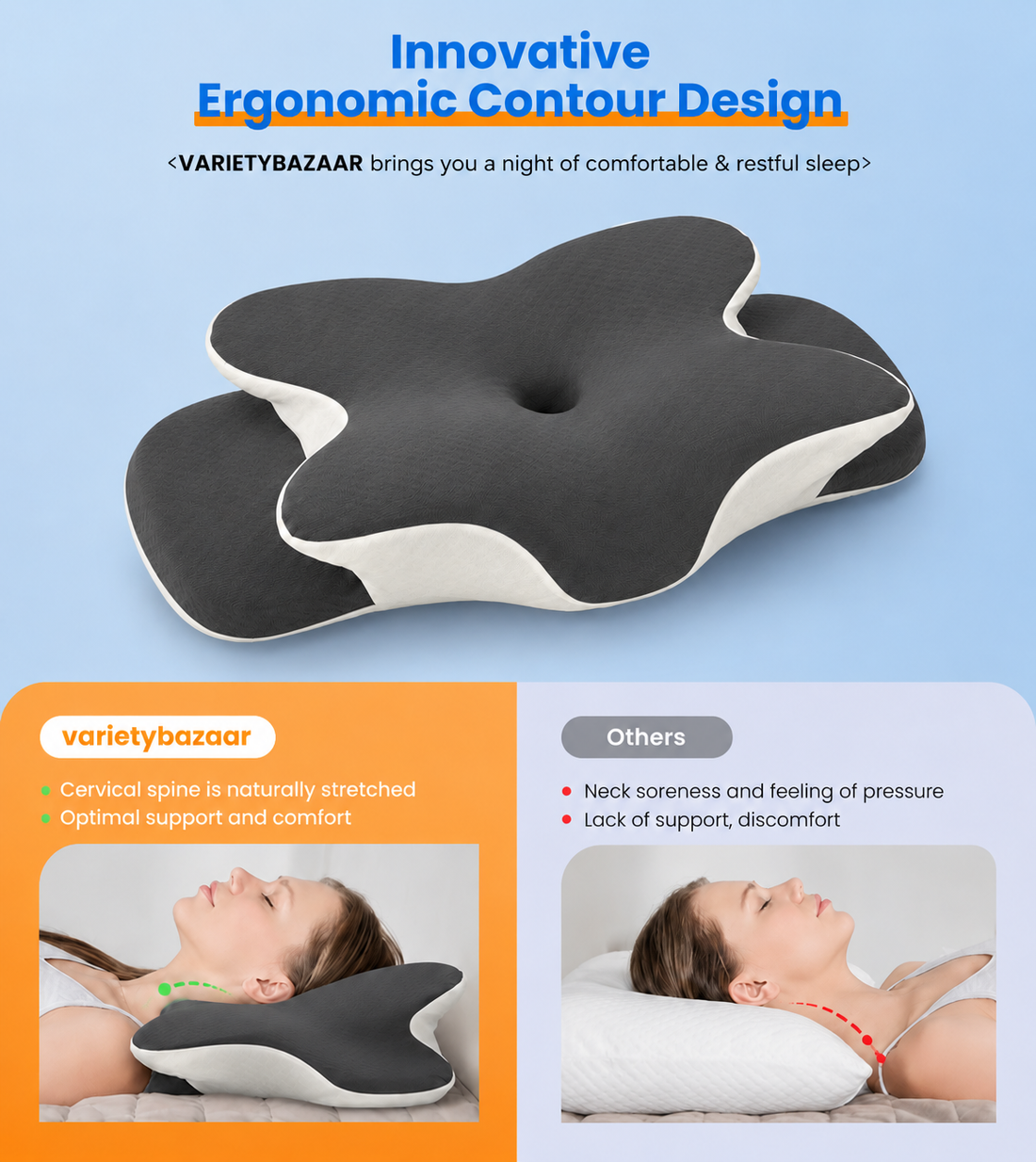40% Off Luxury Butterfly Ergonomic Memory Foam Pillow - Feel Fully Rested